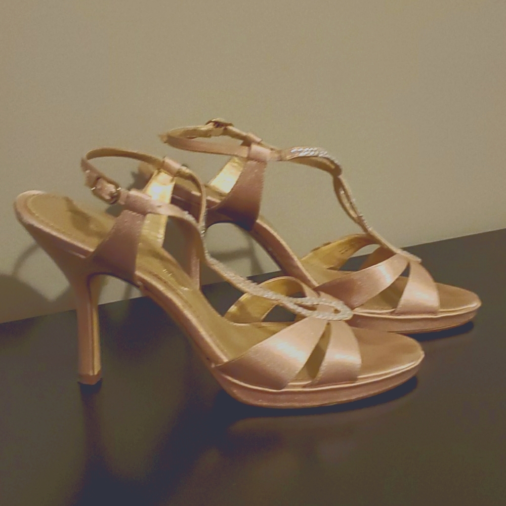 Champagne rhinestone heels